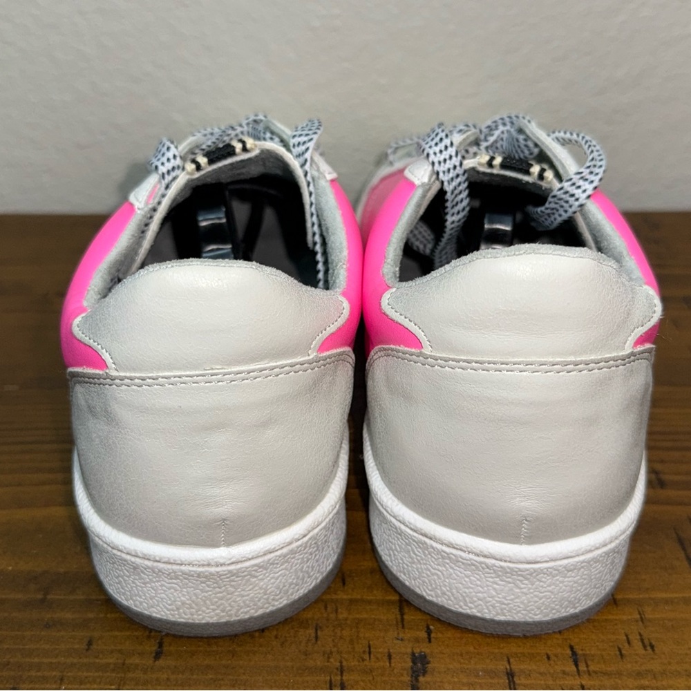 Shu Shop Pink Star Sneakers White Leather Low Top Euro Y2K Street- Size 10 - Picture 3 of 7